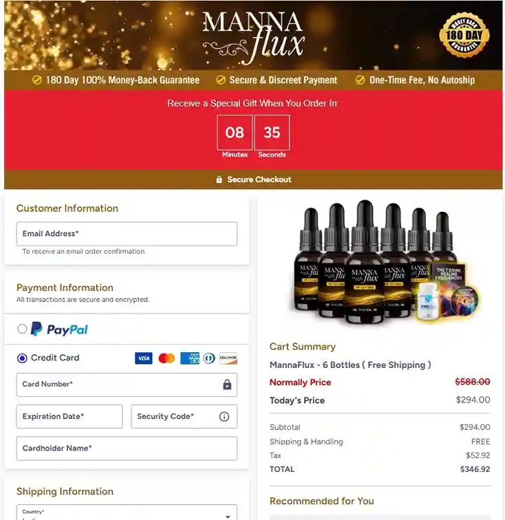 MannaFlux Order Page